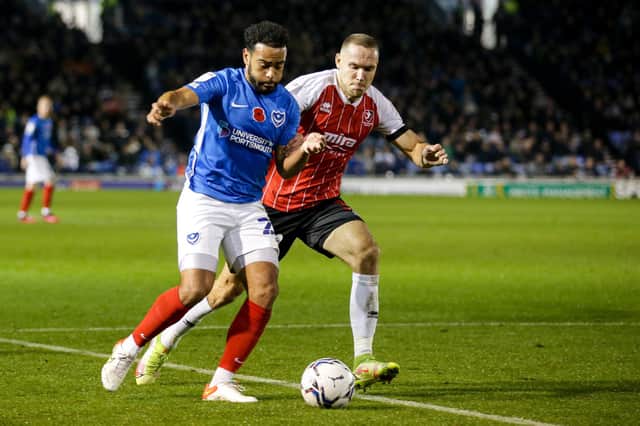 Louis Thompson was Gaffer for a Day Jack Chapman's choice as Pompey's man of the match against Cheltenham. Picture: Robin Jones/Digital South