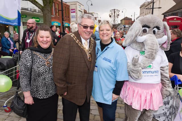 A previous One Community event in Fareham - a march of charity mascots to raise awareness of local charities in 2018. From left, then Lady Mayoress Tina Fazackarley, the Mayor of Fareham Councillor Geoff Fazackarley, event organiser Hayley Hamlett, and Marilyn White of One Community
Picture: Duncan Shepherd