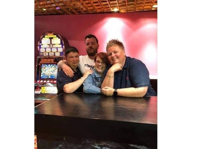 Pictured L to R: Tina O’Brien, her children Dan and Emma, and her partner Paula Marchant.