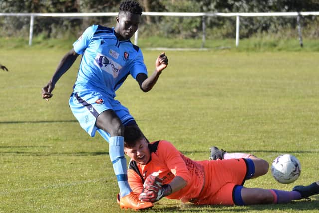 Lamin Jatta scores again, but this effort was disallowed for offside. Picture: Daniel Haswell.