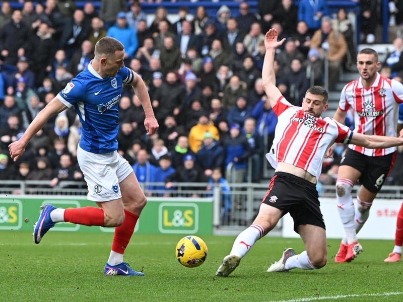 Colby Bishop causes trouble in Southampton's penalty area. Picture: Graham Hunt