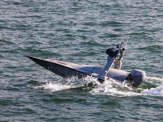 Exercise REPMUS 2024 Pictured: A Swedish Uncrewed Surface Vessel operating in Portuguese waters during exercise REPMUS24.
