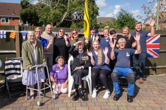 Pictured:  Reginald Plowman celebrating with his carers and residents of Elizabeth Lodge.

Picture: Habibur Rahman