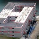 The Bibby Stockholm accommodation barge at Portland Port in Dorset. Picture: Ben Birchall/PA Wire