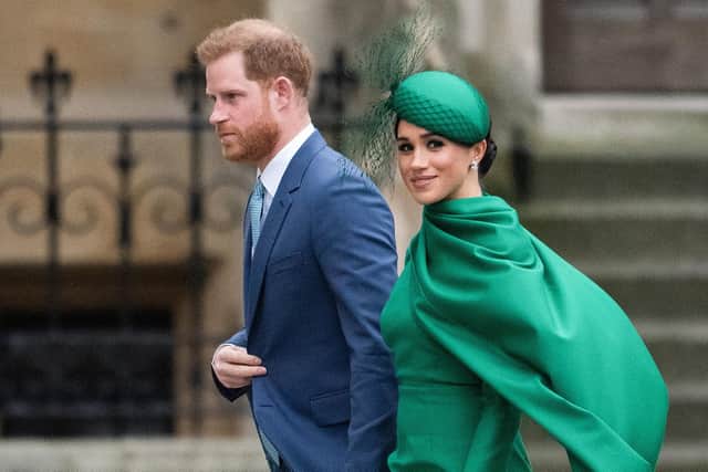 Prince Harry, Duke of Sussex, and Meghan, Duchess of Sussex, attend the Commonwealth Day Service 2020 on March 09, 2020 in London, England. (Photo by Gareth Cattermole/Getty Images)