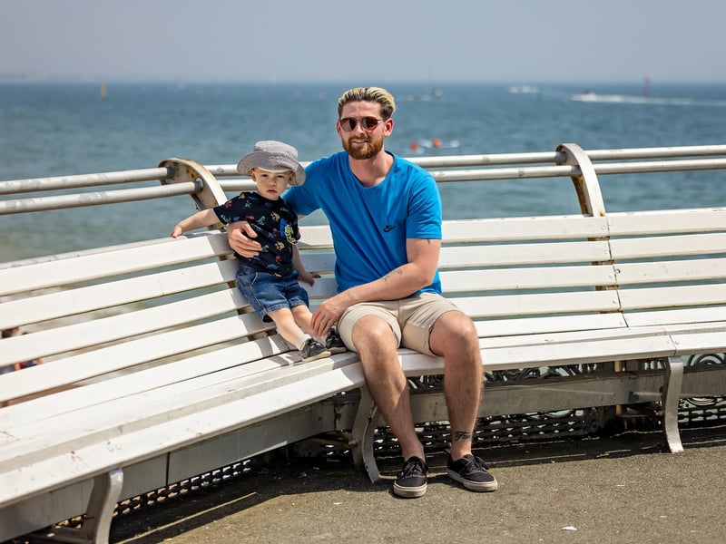 Lochlan (2.5) with dad Nick Brook (31) on South Parade Pier. Picture: Mike Cooter (110524)