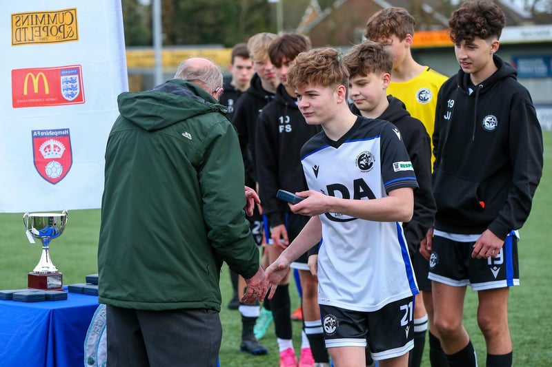 Fleur de Lys Victory collect their medals. Picture: Chris Moorhouse
