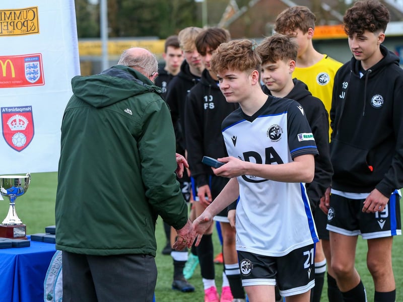 Fleur de Lys Victory collect their medals. Picture: Chris Moorhouse