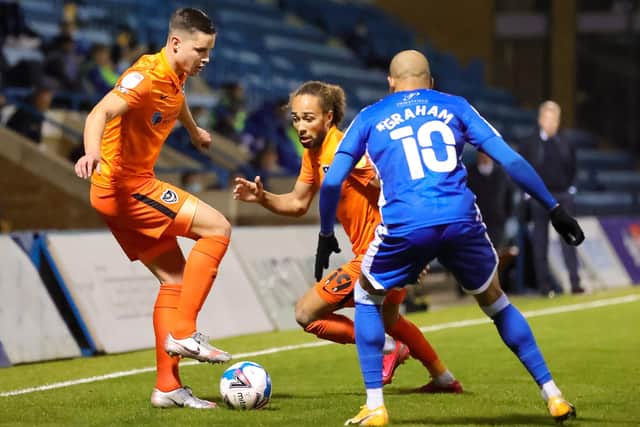Pompey's Callum Johnson proved a good attacking threat against Gillingham. Picture: Nigel Keene