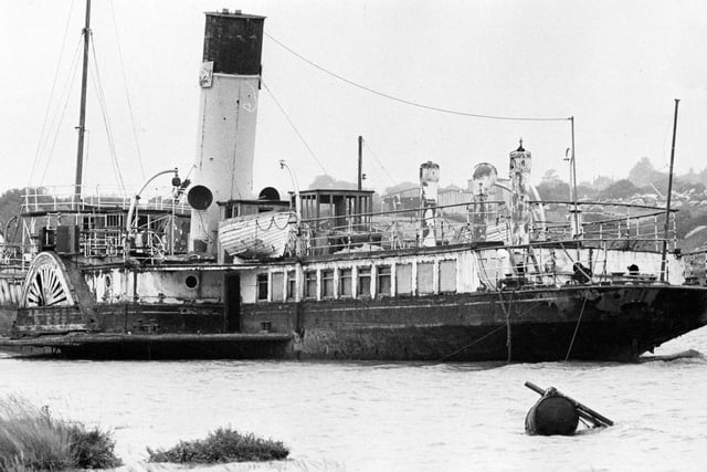 Medway Queen fallen into disrepair after serving as a nightclub for years, 1982.
On 27th May 1940 HMS Medway Queen she to headed to the beaches of Dunkirk to embark troops during "Operation Dynamo". As they approached the beaches at La Panne they could see the lines of soldiers in the water, some of whom were up to their necks. Using the lifeboats the crew of the Medway Queen ferried the soldiers from the beach to the paddle steamer, all the while the AA cruiser HMS Calcutta gave covering fire.
The near-by vessel Brighton Belle began to sink, the Medway Queen went alongside and took off all her soldiers and crew resulting in no loss of life. The Medway Queen, so heavily overloaded, but managed to get back to England. This was the first of seven crossings that the Medway Queen was to make in the course of the operation. The News PP4987