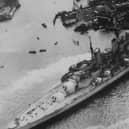 The Vanguard in 1960 in Portsmouth Harbour, and inset, former News defence correspondent Tim King