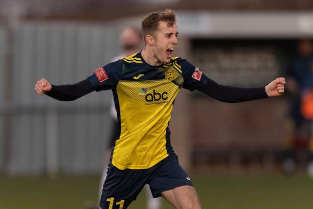 Substitute James Franklyn's last-gasp strike snatched a point for Moneyfields against Horndean Picture: Keith Woodland (181221-615)