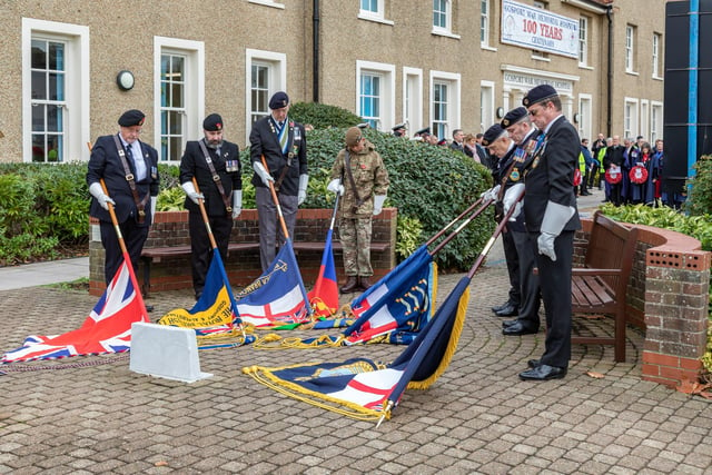 Standard lowered at the service in Gosport. Picture: Mike Cooter (121123)