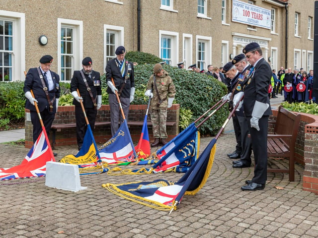 Standard lowered at the service in Gosport. Picture: Mike Cooter (121123)