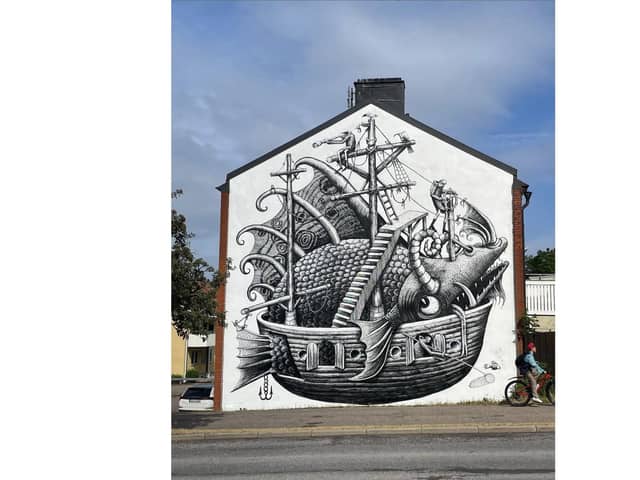 Artwork by Phlegm, who has been invited to take part in the first Portsmouth street art festival, Look Up, over September 9-10, 2023