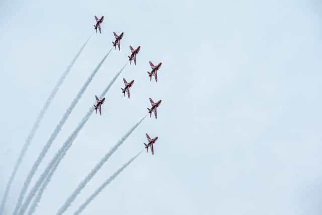 Red Arrows flying above Portsmouth Harbour on Wednesday 20th October 2021
Picture: Habibur Rahman
