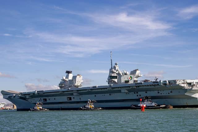 HMS Queen Elizabeth pictured returning home on Thursday by Dave Taylor