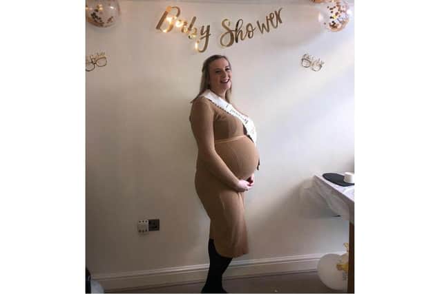 Latisha Heath, 25 from Cosham, followed Slimming World through her pregnancy and lost all of her baby weight one week after giving birth. Pictured: Latisha while she was pregnant