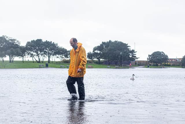 Flooding around Southsea on Thursday 2nd November 2023. Pictured: Scott Iroume-Smith at Canoe lake, Southsea. Picture: Habibur Rahman