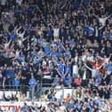 The 3,120 travelling Pompey fans were in fine voice during Saturday's 1-1 draw at Derby. Picture: Jason Brown/ProSportsImages