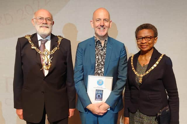 The lord mayor, Councillor Canon Dr Hugh Mason and lady mayoress Miss Marie Costa congratulated Chris Priestley.