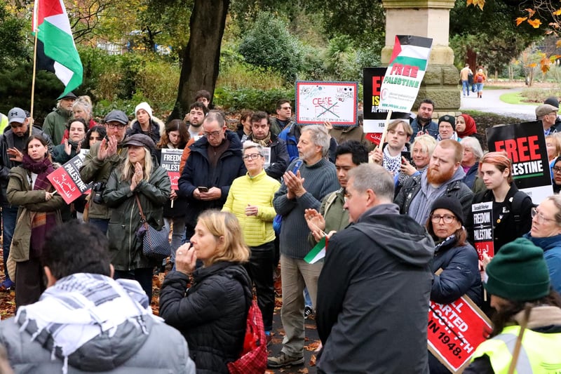 Hundreds gathered for the demonstration. Picture: Chris Moorhouse (jpns 181123-29)