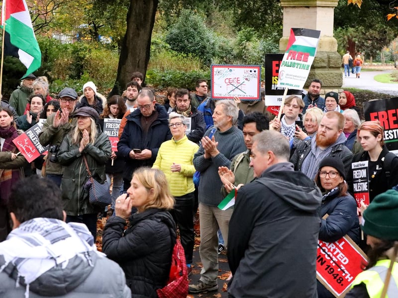 Hundreds gathered for the demonstration. Picture: Chris Moorhouse (jpns 181123-29)
