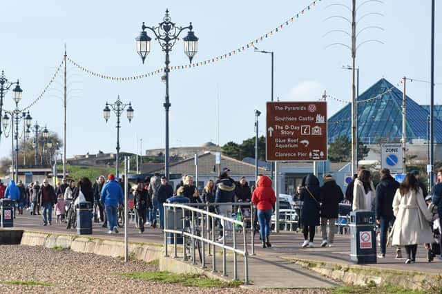 Crowds walking through Southsea seafront on Sunday. Picture: Simon Czapp/Solent News & Photo Agency