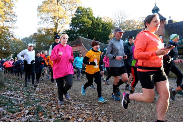 Runners at the start of the Parkrun at Staunton Country Park, Havant