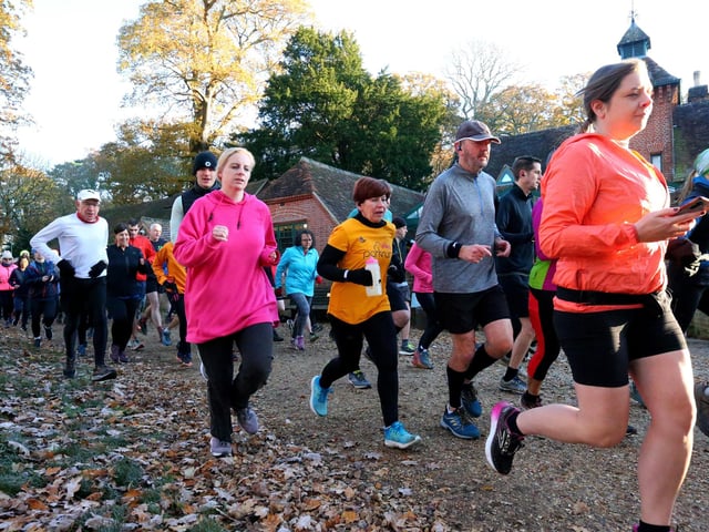 Runners at the start of the Parkrun at Staunton Country Park, Havant