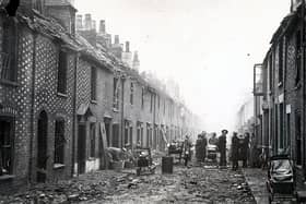The aftermath of the bombing in Conway Street, Landport.