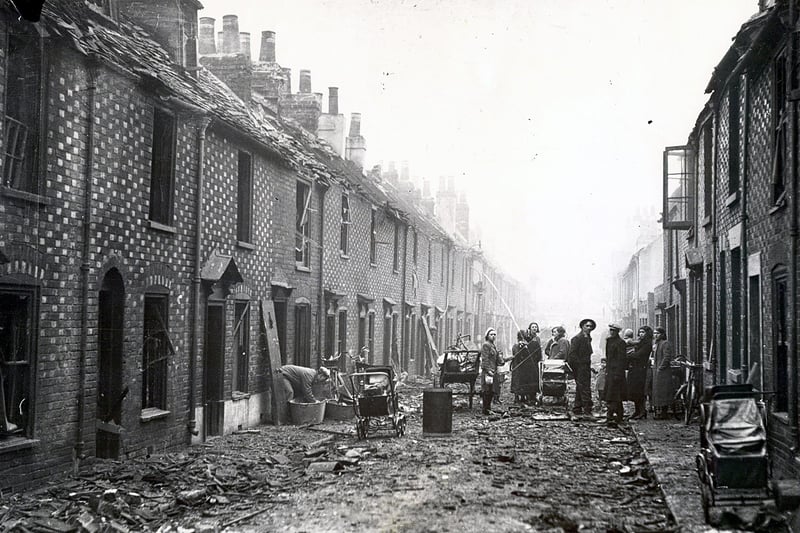 The aftermath of the bombing in Conway Street, Landport.