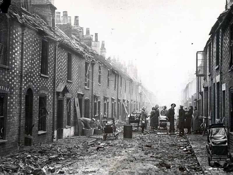 The aftermath of the bombing in Conway Street, Landport.