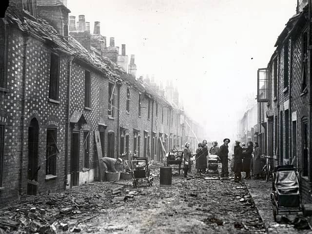 The aftermath of the bombing in Conway Street, Landport.