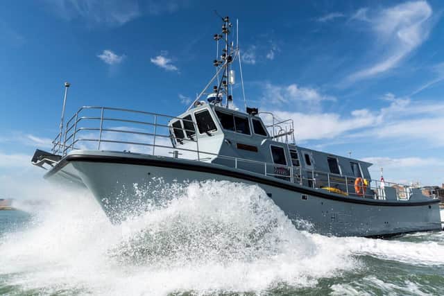 HMS Magpie - one of the last of dozens of workboats delivered to the Royal Navy
