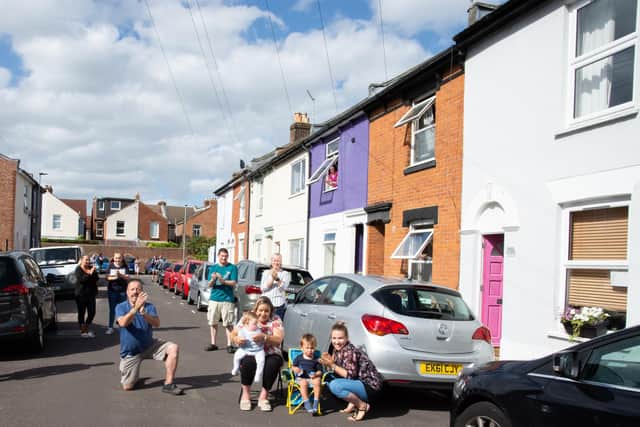 Residents in Brompton Road in Southsea clapping for the NHS. Picture: Emma Terracciano