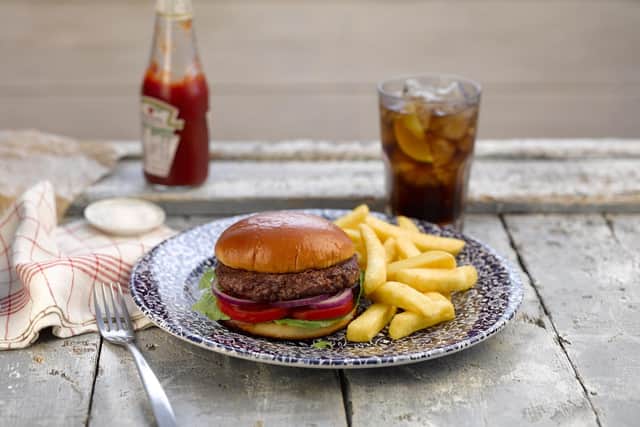 A beefburger and chips, which will be reduced by Wetherspoons in its Stay Out to Help Out promo drive