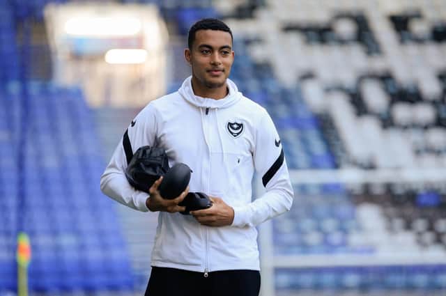 Miguel Azeez has made just one appearance for Pompey after arriving on a season-long loan from Arsenal in August. Picture: Graham Hunt/ProSportsImages