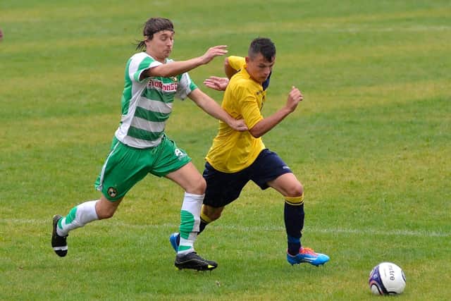 Alfie Rutherford in action for Moneyfields in 2014. Picture: Neil Marshall