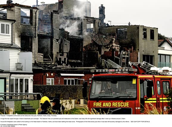 Firefighters at the scene at the Osborne View pub.