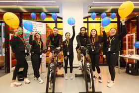 From left, Sydney Leverton, Aya Keder, Mike Saunders, the brains behind the fundraiser, Holly Cornwall, Mitu Rahman, Sophia Jarrom and Lilly Besley. Staff at the Nike Unite shop, Gunwharf Quays, Portsmouth, take part in a fundraiser for Ace Rewcastle's family
Picture: Chris Moorhouse (jpns 040223-01)