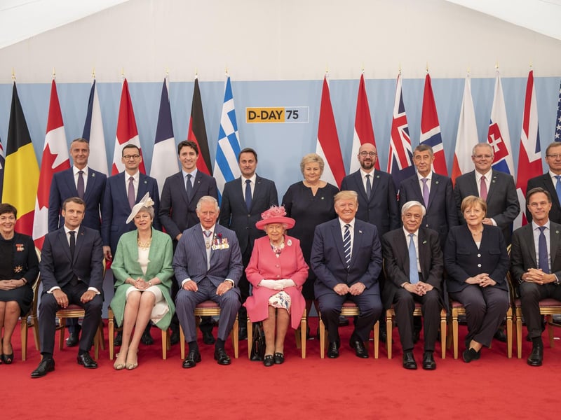 The political heads of 16 countries involved in World War II joined The Queen and the then Prince of Wales in Portsmouth for a service to commemorate the 75th anniversary of D-Day on June 5, 2019. Pictures: Getty