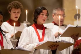 Portsmouth Cathedral Choir leading the singing of carols at Portsmouth Cathedral