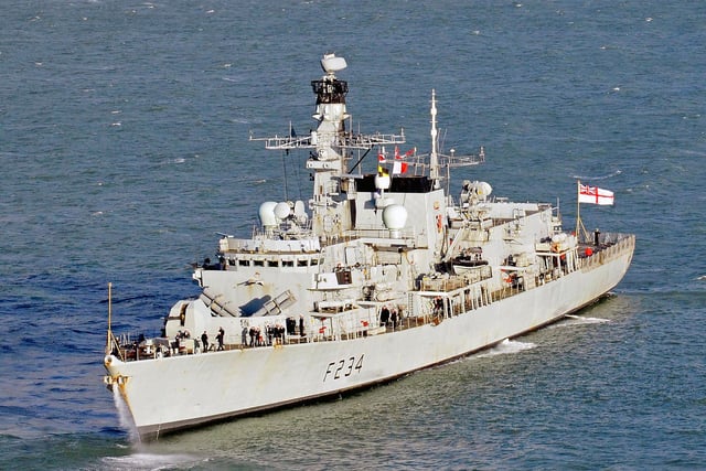 In February 2015, the command of HMS Iron Duke was handed over to Commander Ben Aldous.

Following her extended maintenance period alongside Portsmouth Dockyard, the Ship spent a week at sea undergoing a series of equipment trails and training evolutions preparing for her future programme.

At the end of  the highly successful week Iron Duke can now be considered ready to continue with her future programme, which includes a much anticipated visit to Jersey, exercising with NATO partners in the Baltic and a Seawolf Missile Firing.

HMS Iron Duke has been put through her paces when the ship recently undertook her regeneration programme.

Under the watchful eye of staff from Maritime Commissioning, Trials and Assessment (MCTA) the frigate spent a week in the South Coast exercise area undertaking a series of dynamic trials aimed at assessing the performance of on-board equipment.

The week was divided into slots for the Marine Engineers to test the propulsion, power generation and auxiliary machinery while the Weapon Engineers also tested the sensors, weapons and communication systems.