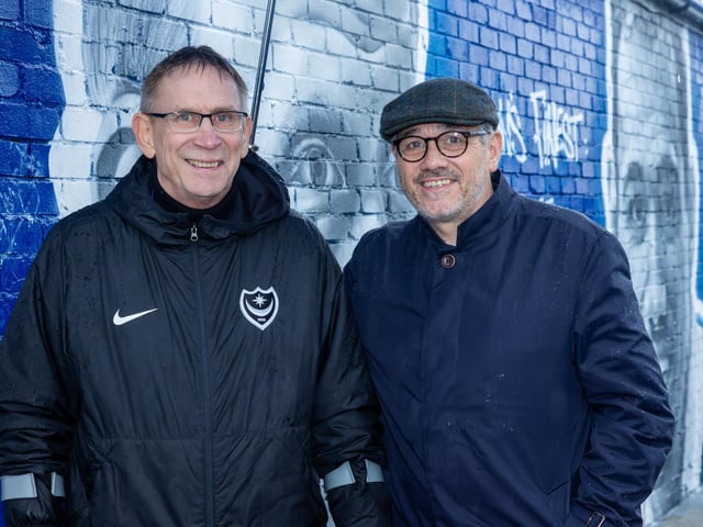 The new Pompey mural by MurWalls was officially unveiled on Tuesday afternoon, with Pompey legends Alan Knight and Guy Whittingham in attendance.