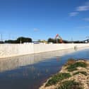 Flood defences installed alongside Langstone Harbour in Portsmouth