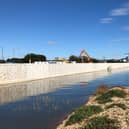 Flood defences installed alongside Langstone Harbour in Portsmouth