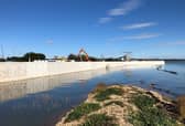 Flood defences installed alongside Langstone Harbour in Portsmouth