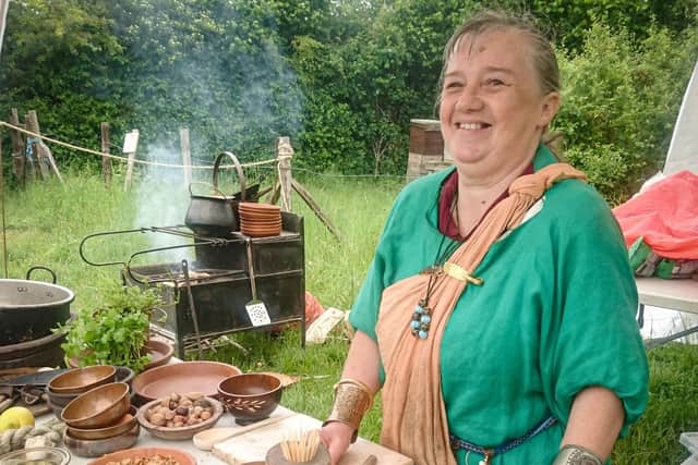 Gwen at Butser Ancient Farm.