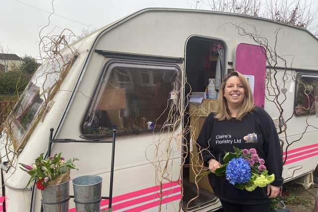 Claire Lester, of Claire's Floristry, which operates from a caravan in Bedhampton 